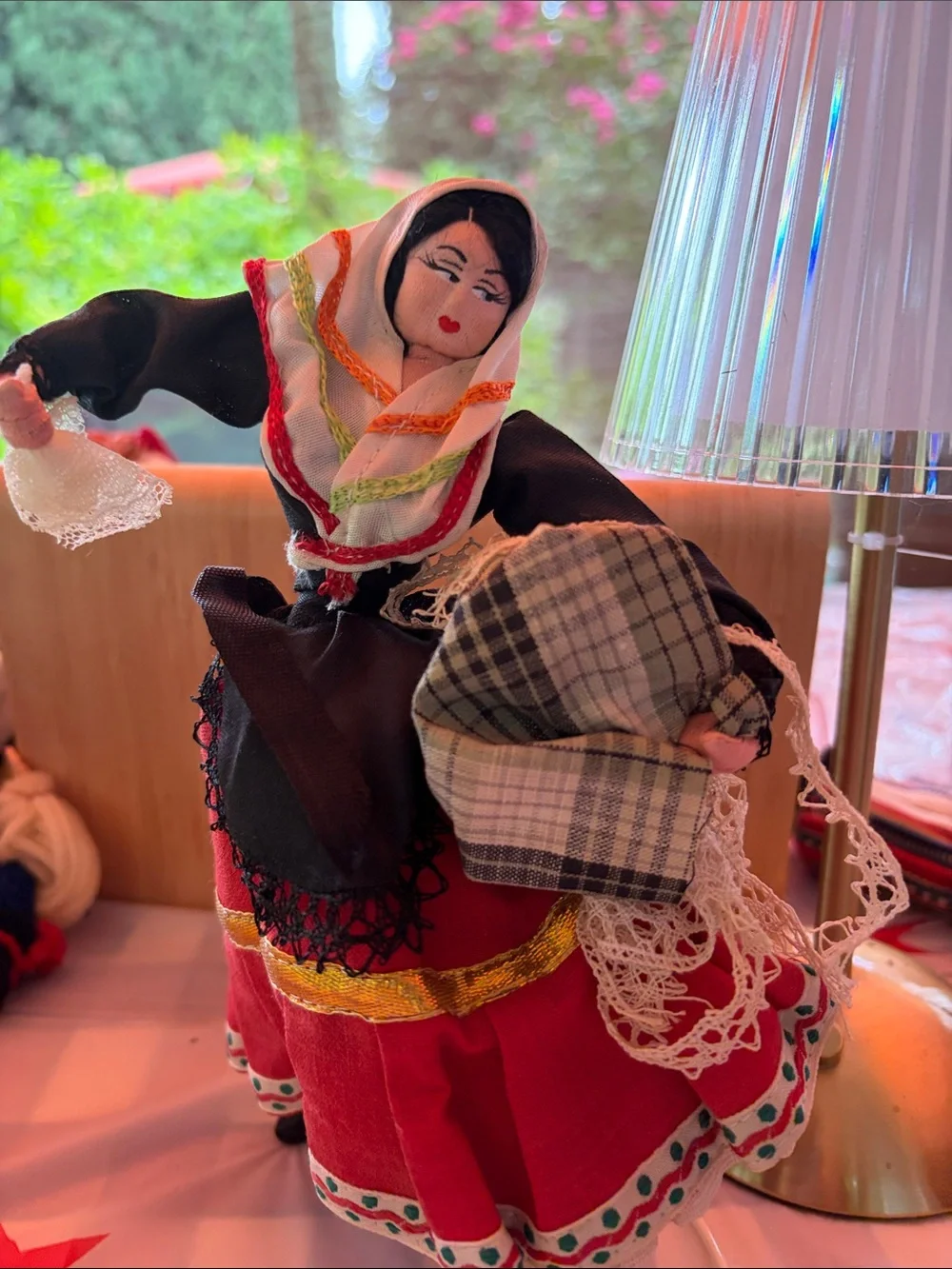 Handmade Traditional Red Folk Doll with Headscarf